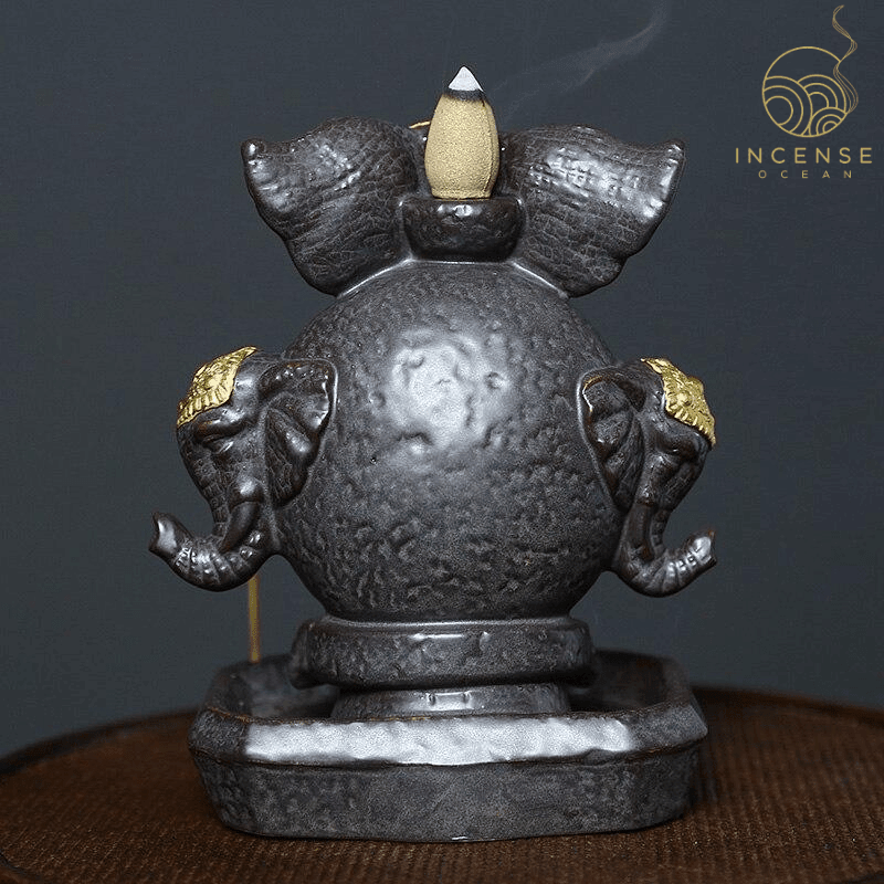 Elephant Statue Waterfall Incense Burner